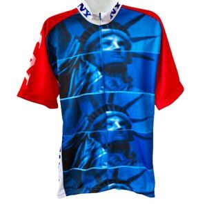 Cycling Jersey Statue of Liberty NY The Big Apple Long Zipper